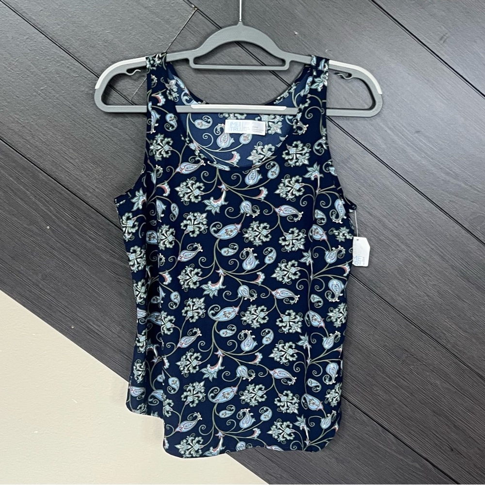 Time and Tru Navy Paisley Tank Top
